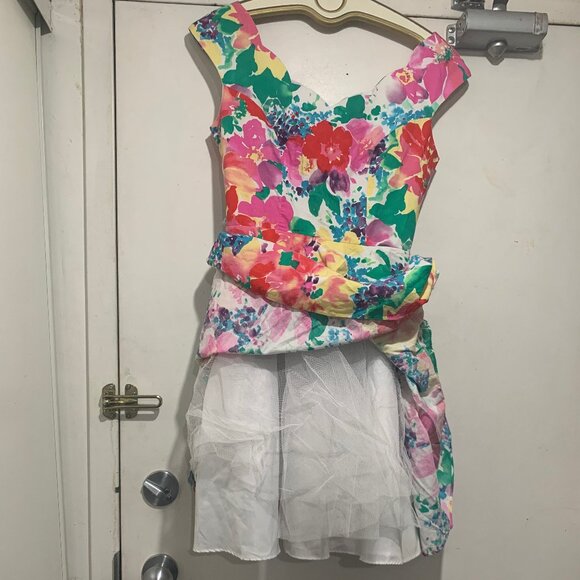 VINTAGE ALGO-ETTES MIDI FLORAL PRINT BELTED DRESSES SIZE 11/12 - Picture 5 of 10